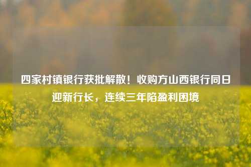 四家村镇银行获批解散！收购方山西银行同日迎新行长，连续三年陷盈利困境