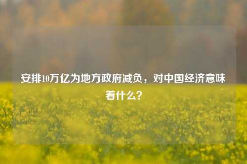 安排10万亿为地方政府减负，对中国经济意味着什么？