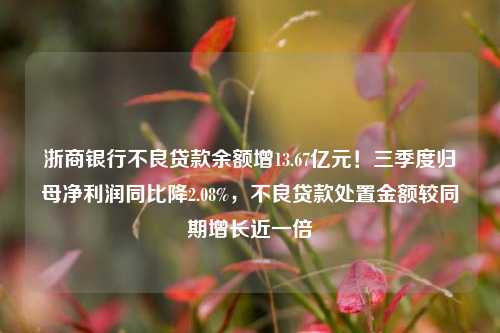 浙商银行不良贷款余额增13.67亿元！三季度归母净利润同比降2.08%，不良贷款处置金额较同期增长近一倍