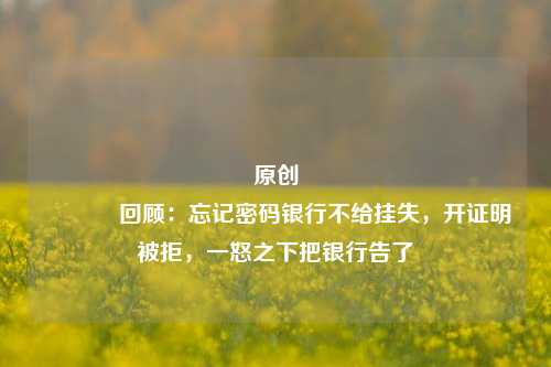 原创 回顾：忘记密码银行不给挂失，开证明被拒，一怒之下把银行告了