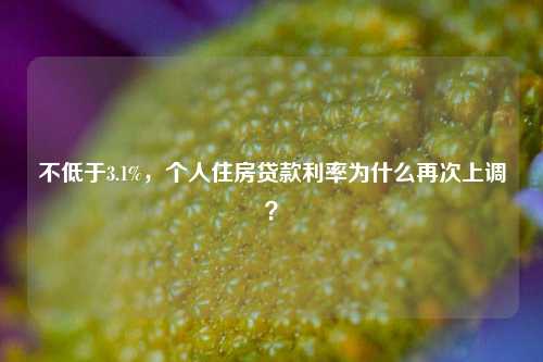 不低于3.1%，个人住房贷款利率为什么再次上调？