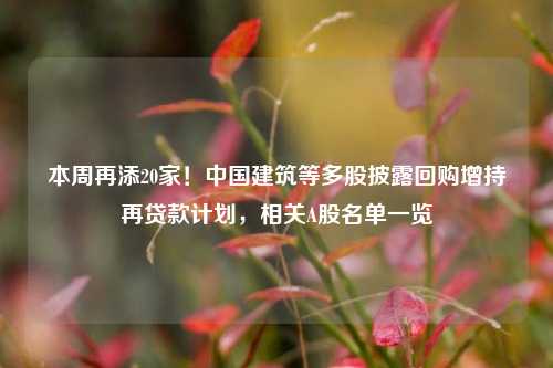 本周再添20家！中国建筑等多股披露回购增持再贷款计划，相关A股名单一览
