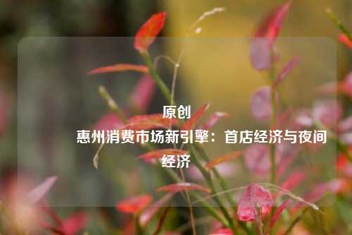 原创 惠州消费市场新引擎：首店经济与夜间经济