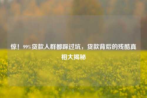 惊！99%贷款人群都踩过坑，贷款背后的残酷真相大揭秘