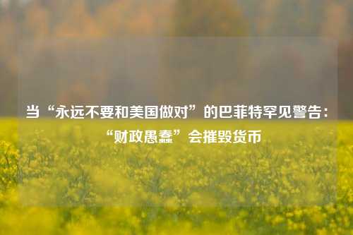 当“永远不要和美国做对”的巴菲特罕见警告：“财政愚蠢”会摧毁货币