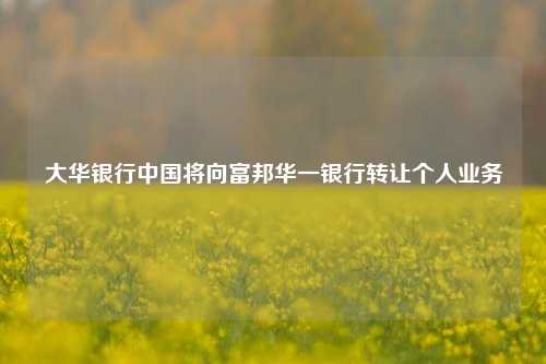 大华银行中国将向富邦华一银行转让个人业务