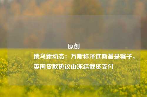 原创 俄乌新动态：万斯称泽连斯基是骗子，英国贷款协议由冻结俄资支付