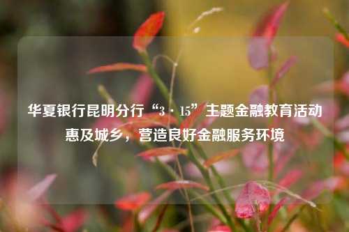 华夏银行昆明分行“3·15”主题金融教育活动惠及城乡，营造良好金融服务环境