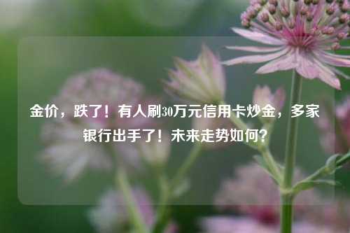 金价，跌了！有人刷30万元信用卡炒金，多家银行出手了！未来走势如何？
