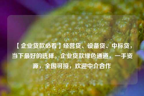 【企业贷款必看】经营贷、设备贷、中标贷，当下最好的选择。企业贷款绿色通道，一手资源，全国可接，欢迎中介合作