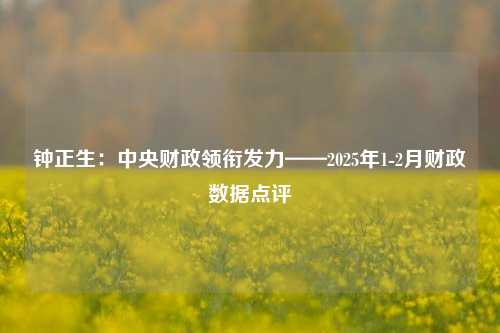 钟正生：中央财政领衔发力——2025年1-2月财政数据点评
