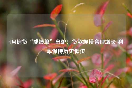 4月信贷“成绩单”出炉：贷款规模合理增长 利率保持历史低位 行业新闻 第1张